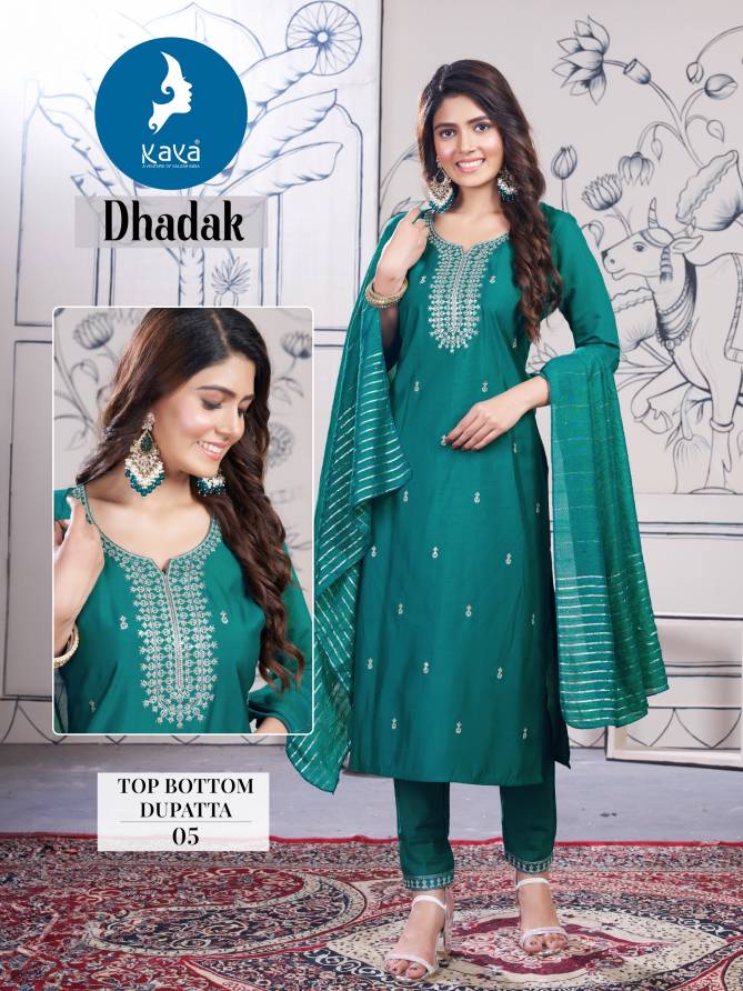 Dhadak By Kaya Roman Silk Straight Cut Kurti With Bottom Dupatta Wholesale Price In Surat